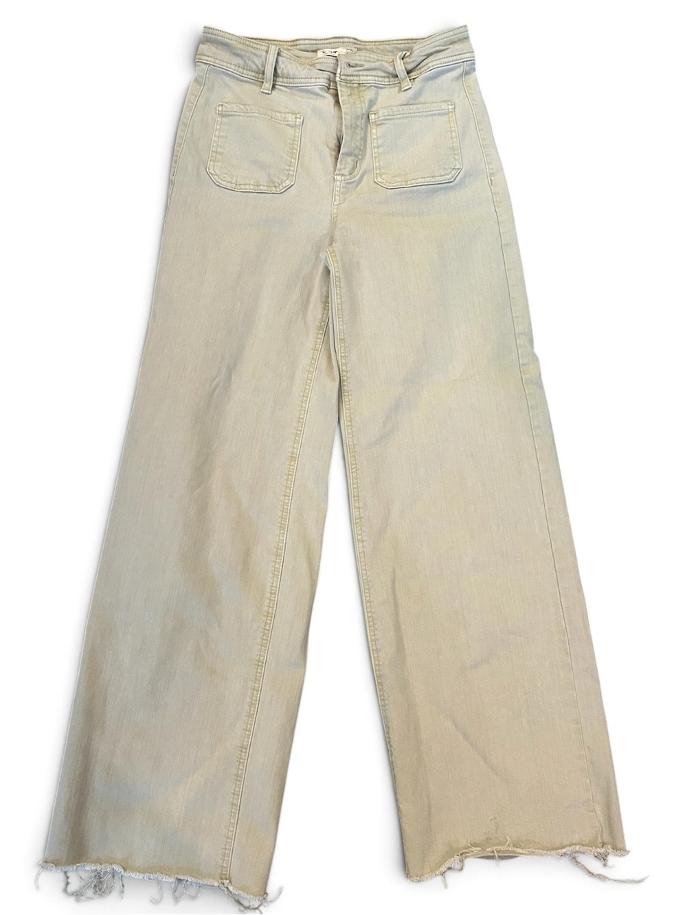 Oat New York High Rise Women's Wide Leg Raw Hem Jeans - Cream 27